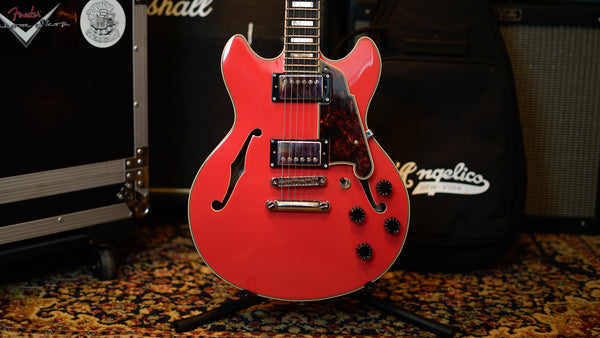 D'Angelico Premier Mini DC Electric Guitar - Fiesta Red with Stopbar Tailpiece